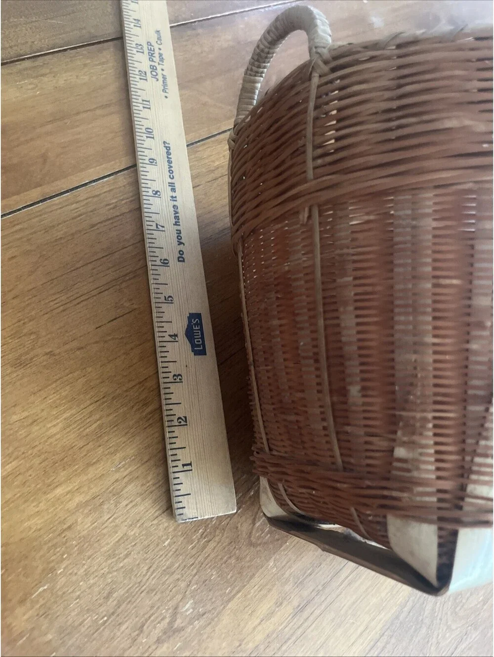 Vintage Woven Wicker Gathering Basket with Side Handles Rustic Farmhouse Decor